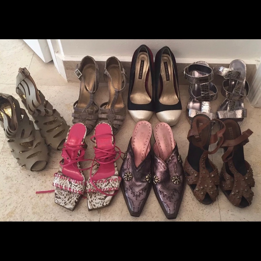 7 PAIRS ASST SHOES HEELS & FLATS SZ 6